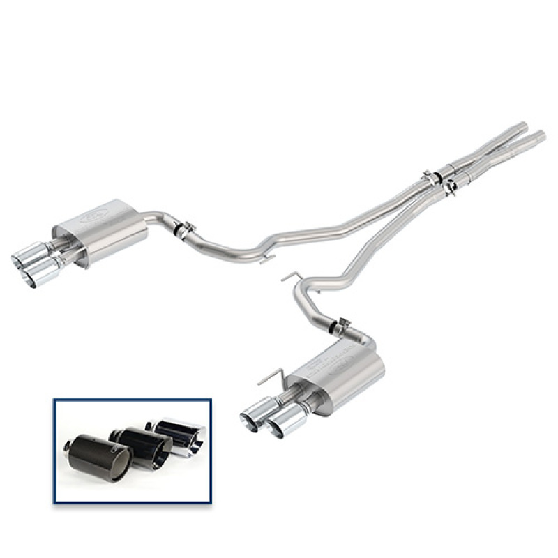 Ford Mustang GT Performance Exhaust - Dual Rear Exit - Ford Racing - Extreme Cat-Back - Chrome - `18-`27